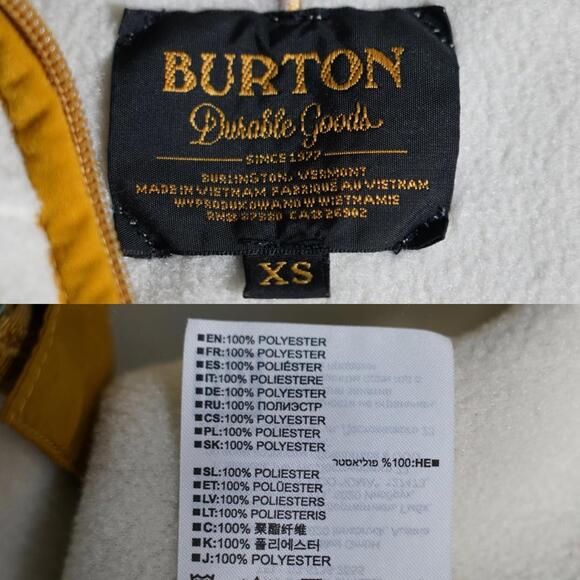 Burton Women’s Fleece Hooded Jacket XS Cream Mustard Zip-Up Cozy Outdoor - Picture 3 of 8